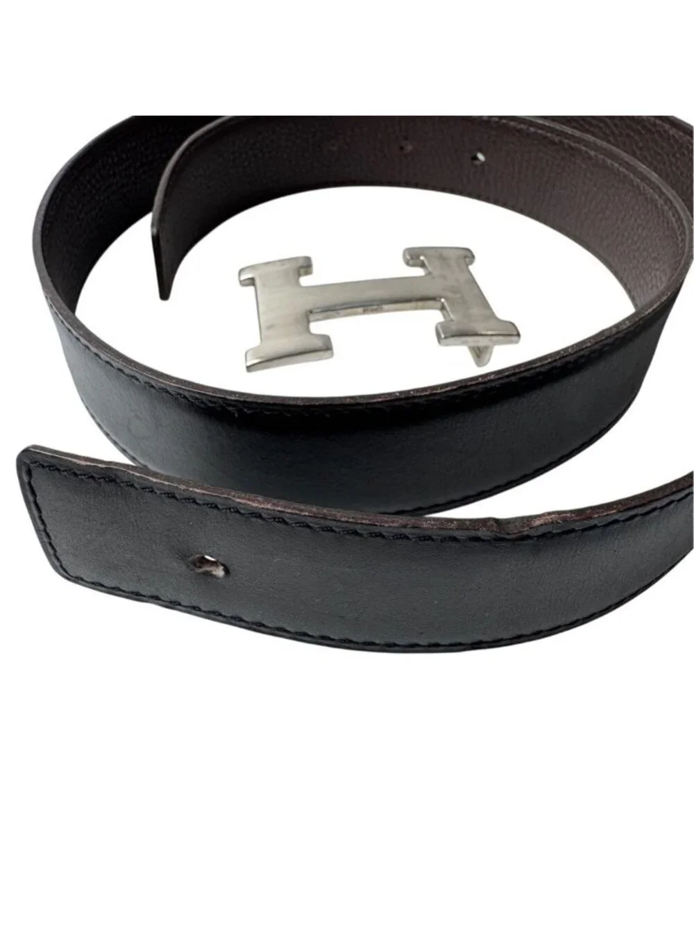 Hermes Constance H Belt Black Brown